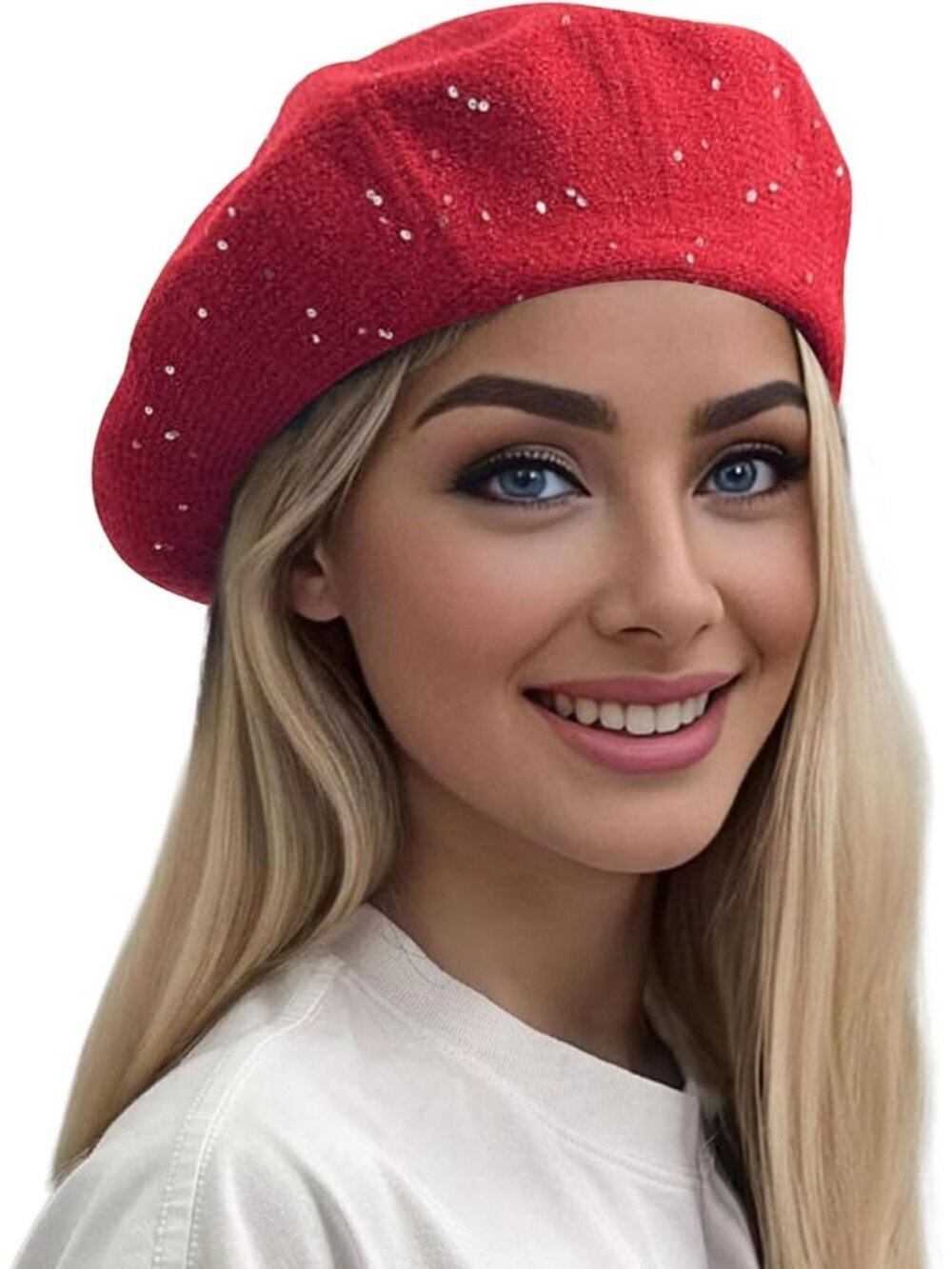 Women's Stylish French Lanzom Classic Knitted Beret Hats Red
